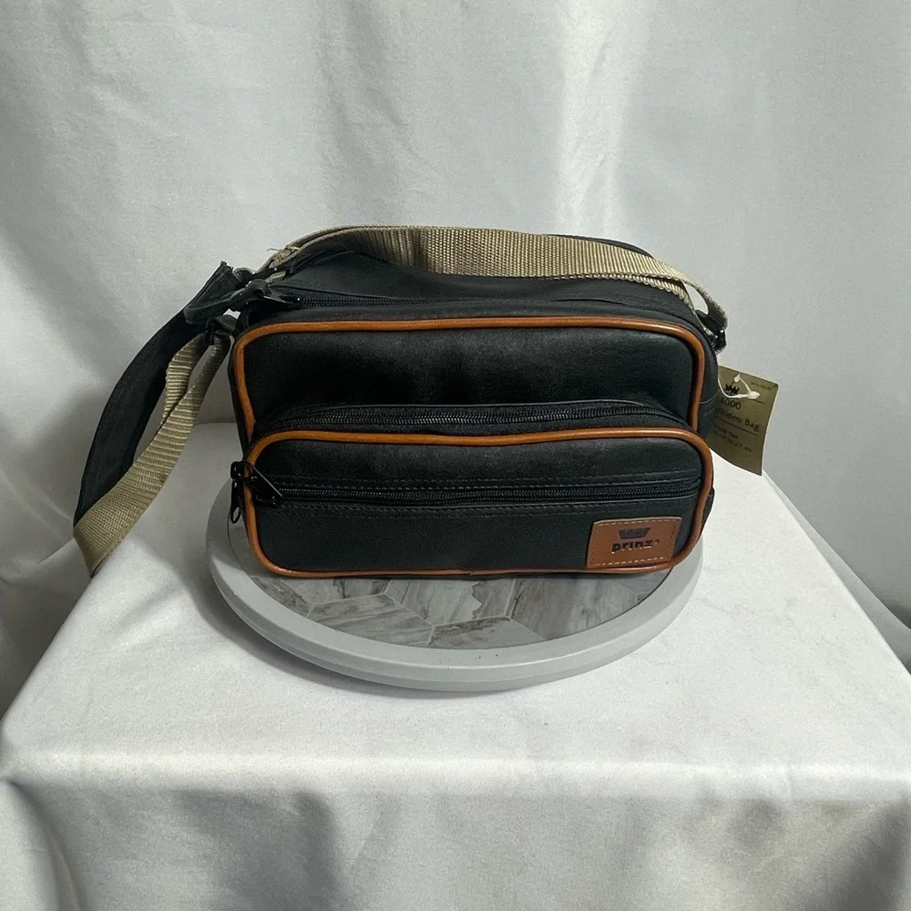 Vintage Prinz 4000 Photo/Video Bag Black w/ Tan Trim NWT 1996 Camera Case